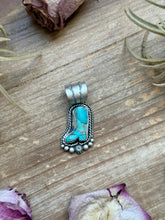 Sterling Silver Kingman Turquoise Cowboy Boot Pendant – Handmade by Artist Shay Pfeiffer