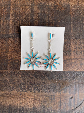 Turquoise needlepoint earrings