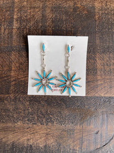 Turquoise needlepoint earrings