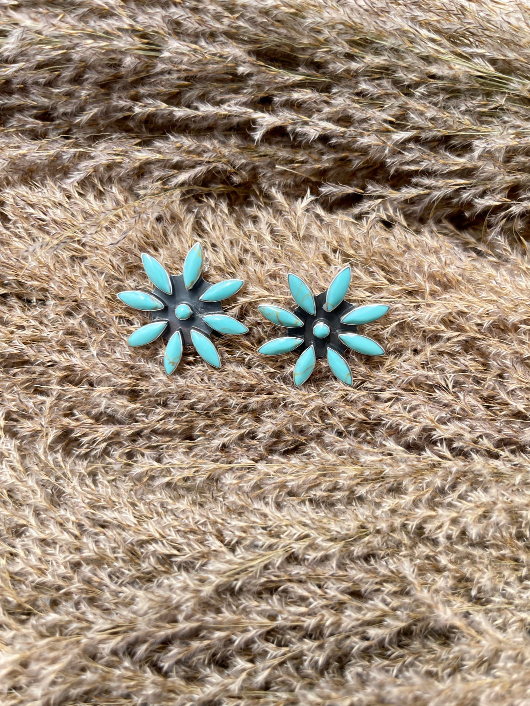 Turquoise sunflower studs