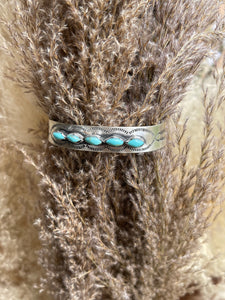 Stamped/turquoise cuff